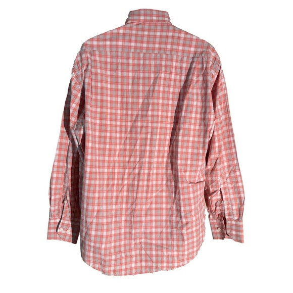 ALEX CANNON Men's Long Sleeve Button Down Plaid Shirt Orange White Large - Picture 3 of 6